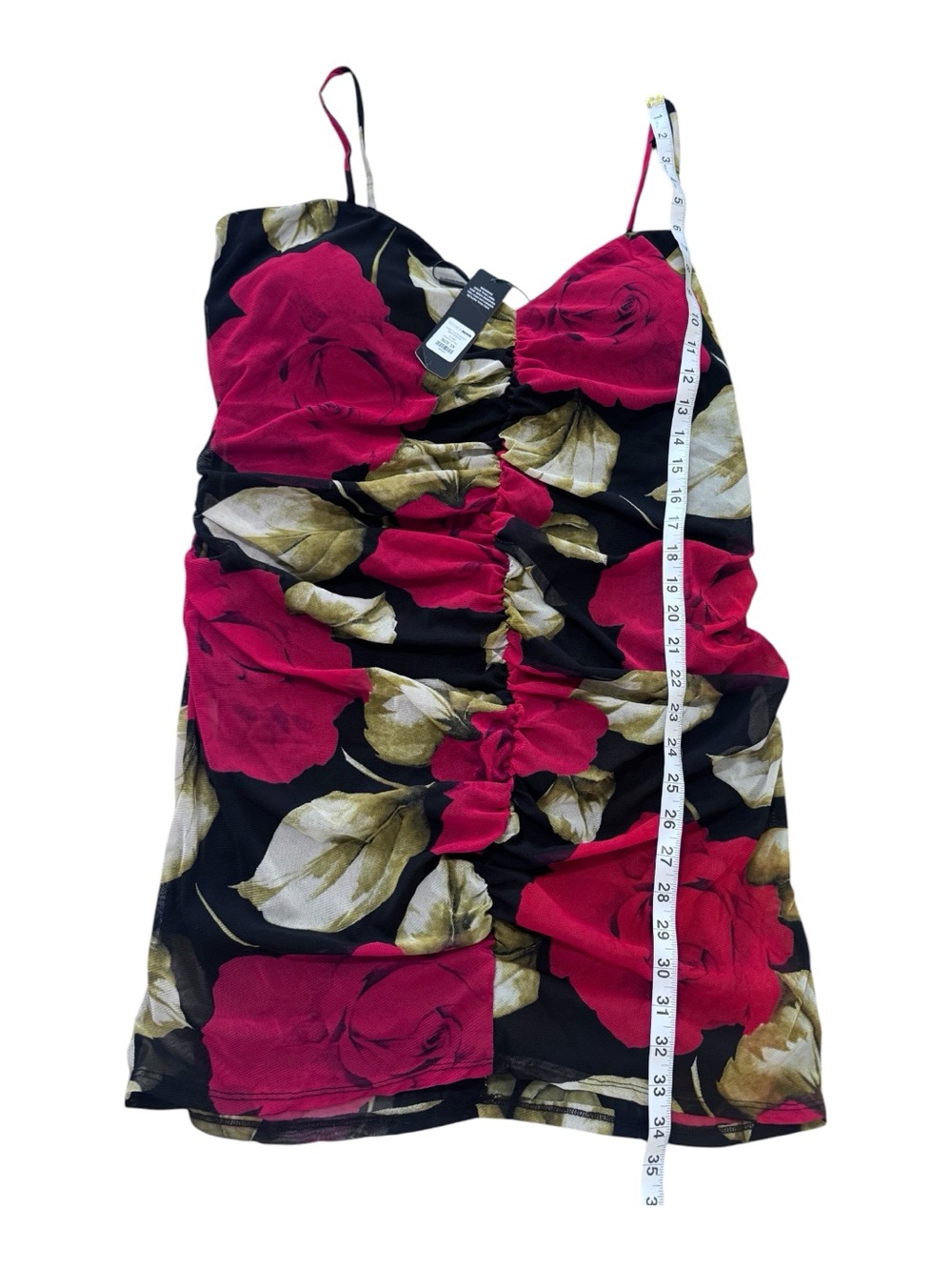 Fashion Nova Black Mini Dress with Bold Red Rose Print - Picture 4 of 9